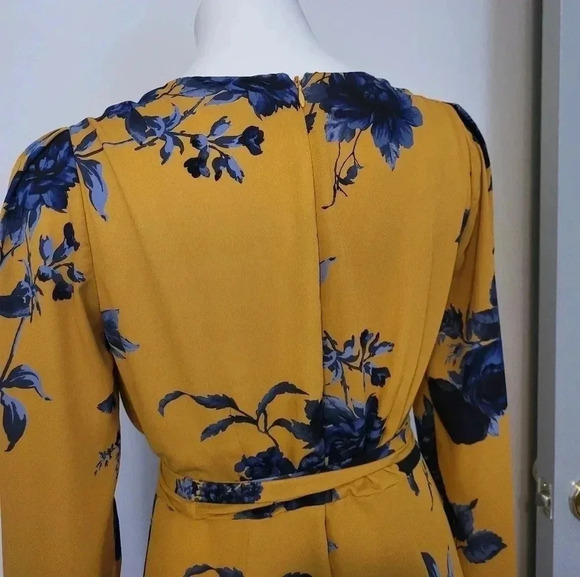Chelsea28 Floral Yellow Print Faux Wrap Maxi Dress(S) - Picture 11 of 14